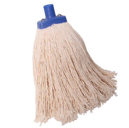 Beige mop with blue handle on a white background