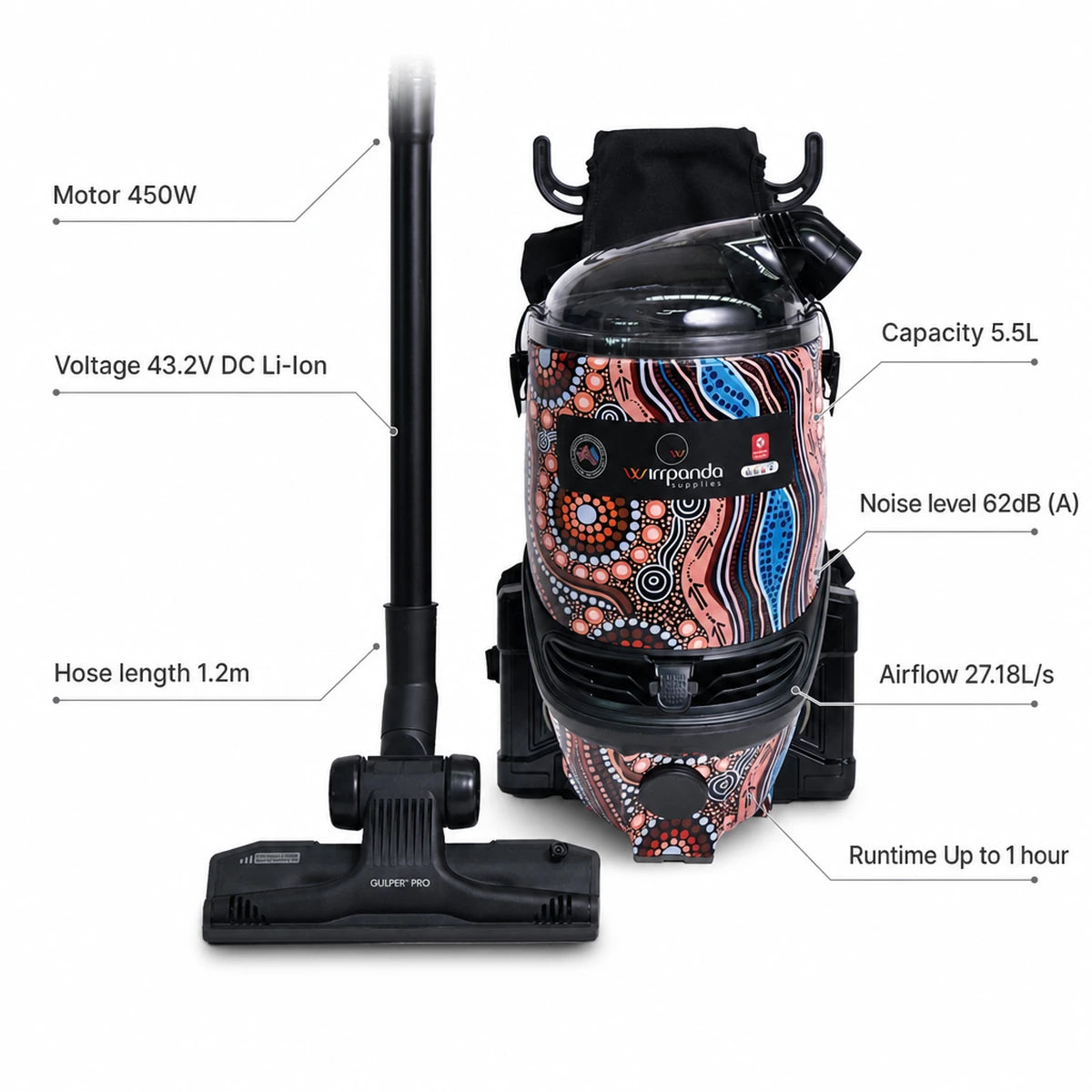 Wirrpanda Lithium PL950 Cordless Backpack Vacuum Cleaner
